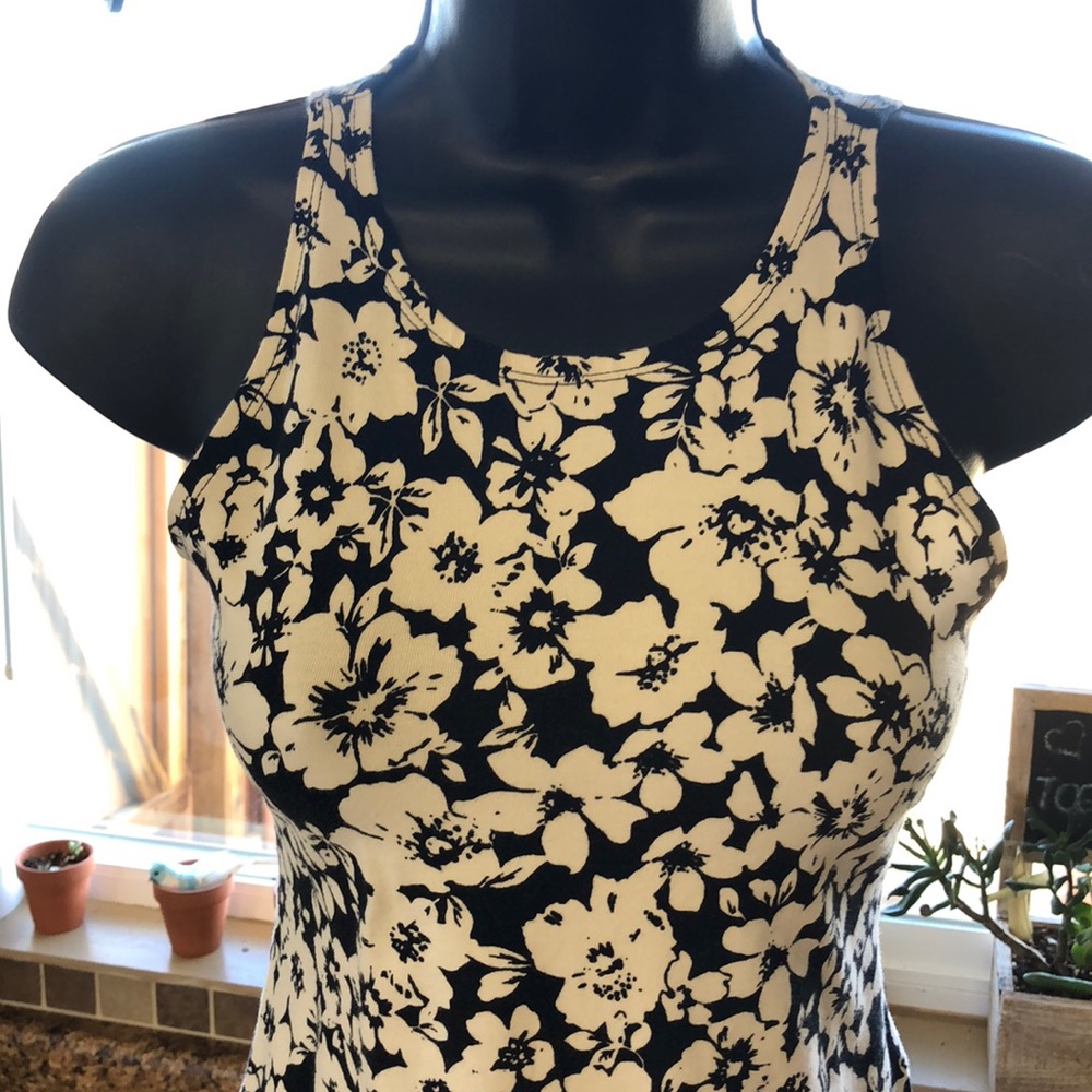 Black and white floral print dress